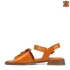 Дамски ниски сандали от естествена кожа в оранжев цвят 21353-6