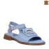 Дамски ниски сандали от естествена кожа в син цвят 21353-8