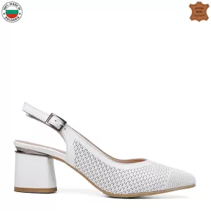 Бели елегантни дамски сандали с ток 21356-4...