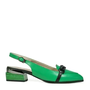 Зелени елегантни дамски сандали ELIZA с нисък ток ...