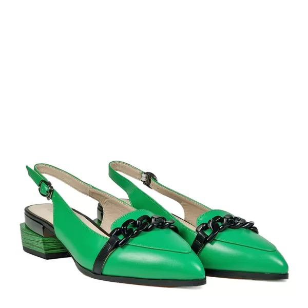 Зелени елегантни дамски сандали ELIZA с нисък ток 21358-3