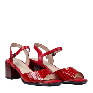 Червени лачени дамски сандали ELIZA с красив ток 2...