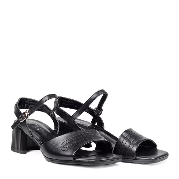 Дамски елегантни сандали ELIZA в черен цвят с широк ток 21366-1