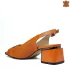Оранжеви дамски елегантни сандали от естествена кожа 21374-2