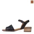 Дамски сандали от естествен черен сатен с нисък ток 21380-1