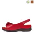 Червени дамски кожени сандали на малка платформа 21391-4