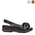 Черни дамски кожени сандали на малка платформа 21391-1