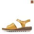 Удобни дамски сандали от естествена кожа в жълт цвят 21392-2