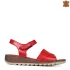Удобни дамски сандали от естествена кожа в червен цвят 21392-3