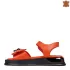 Оранжеви дамски кожени сандали с модерна брошка 21394-4
