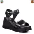 Дамски сандали с платформа от ефектна черна кожа 21397-1