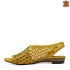 Ниски дамски сандали с красива перфорация в жълт цвят 21401-2