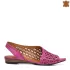 Ниски дамски сандали с красива перфорация в цвят циклама 21401-3