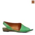 Кожени дамски зелени сандали с ниска подметка 21402-2