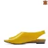 Кожени дамски жълти сандали с ниска подметка 21402-3
