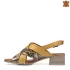 Дамски сандали от естествена кожа в жълто с нисък ток 21404-3