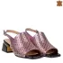 Розови кожени дамски елегантни сандали с ток 21405...