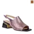 Розови кожени дамски елегантни сандали с ток 21405-5