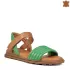Дамски ниски сандали от естествена кожа в зелено и кафяво 21408-3