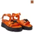 Модерни оранжеви дамски сандали от естествена кожа...