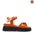 Модерни оранжеви дамски сандали от естествена кожа 21411-4