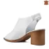 Дамски кожени сандали с набран ефект в бял цвят 21424-1