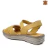 Дамски жълти сандали от естествена кожа с равно ходило 21425-2