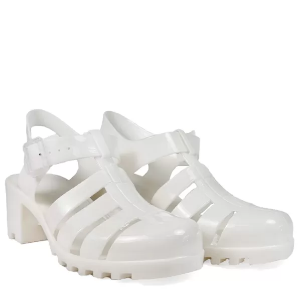 Модерни бели дамски гумени сандали с широк ток 21426-4