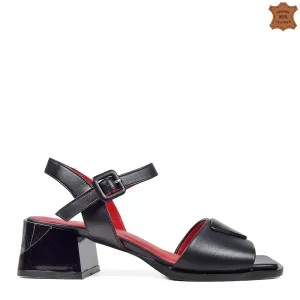 Черни елегантни сандали от естествена кожа 21431-1