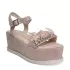 Розови дамски сандали Eliza 23517-1 от еко велур на платформа