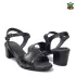 Български черни дамски сандали на ток 23936-1