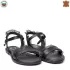 Български черни дамски сандали с дантела 23939-1