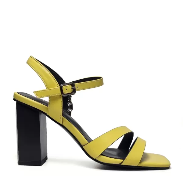Жълти дамски сандали Eliza с каишки и висок ток 24056-4