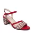 Червени дамски сандали Eliza от еко кожа и текстил на ток 24069-3