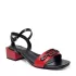 Дамски сандали Eliza в червено и черно с нисък ток 24084-2
