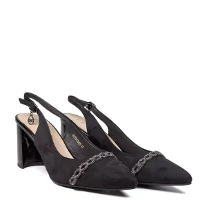 Черни дамски елегантни сандали Eliza с висок ток 2...