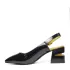 Елегантни дамски лачени сандали Eliza в черно и жълто 24091-2