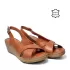 Кафяви дамски сандали от естествена кожа с платформа 24108-2
