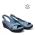 Сини дамски сандали от естествена кожа с платформа 24108-3