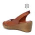 Кафяви дамски сандали от естествена кожа с платформа 24108-2