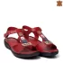 Червени ниски дамски сандали от естествена кожа 24116-4