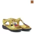 Жълти ниски дамски сандали от естествена кожа 24116-5