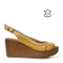 Жълти дамски сандали от естествена кожа на платформа 24117-3