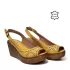 Жълти дамски сандали от естествена кожа на платформа 24117-3