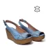 Сини дамски сандали от естествена кожа на платформа 24117-2