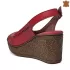 Червени дамски сандали от естествена кожа на платформа 24117-4