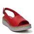Червени равни дамски сандали от естествена кожа 24...