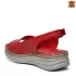 Червени равни дамски сандали от естествена кожа 24119-2