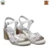 Български дамски сандали от бяла естествена кожа на цветя 24138-3