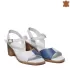 Дамски сандали от естествена кожа в бяло и синьо 24146-1